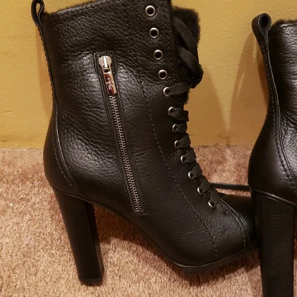 RARE!! .New Women Donald J Pliner thet-18 black buckskin boots size 7.5.... - Picture 8 of 13